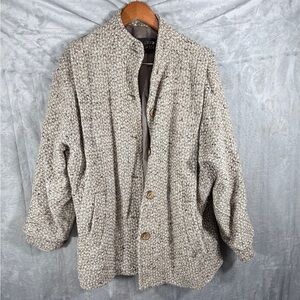 Anthony Shaw Made in England Wool Tweed Button Jacket Medium Beige Gray coat